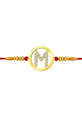 Gold Mens  Gold Plated M Alphabet Rakhi