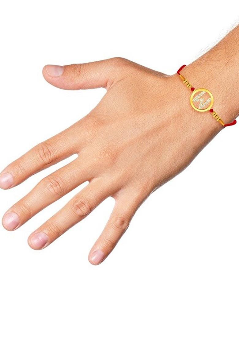 Gold Mens  Gold Plated M Alphabet Rakhi