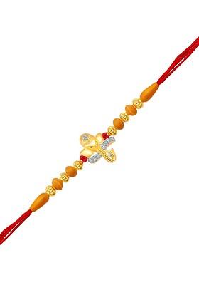 Gold Men Gold And Rhodium Plated Cz Studded Ekadrishta Thread Rakhi