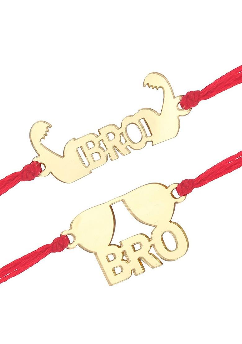 Red Set Of 2 Bro Charm Studded Rakhis For Women