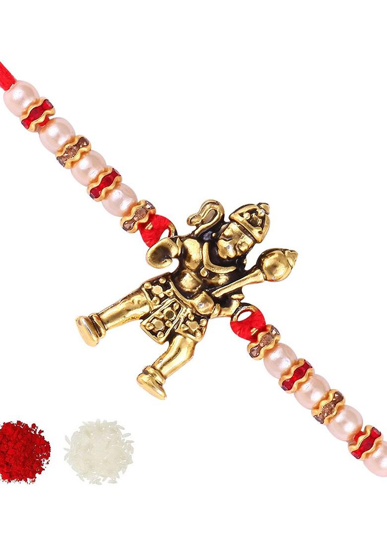 Gold Set Of 2 Men Charm Detail Rakhi