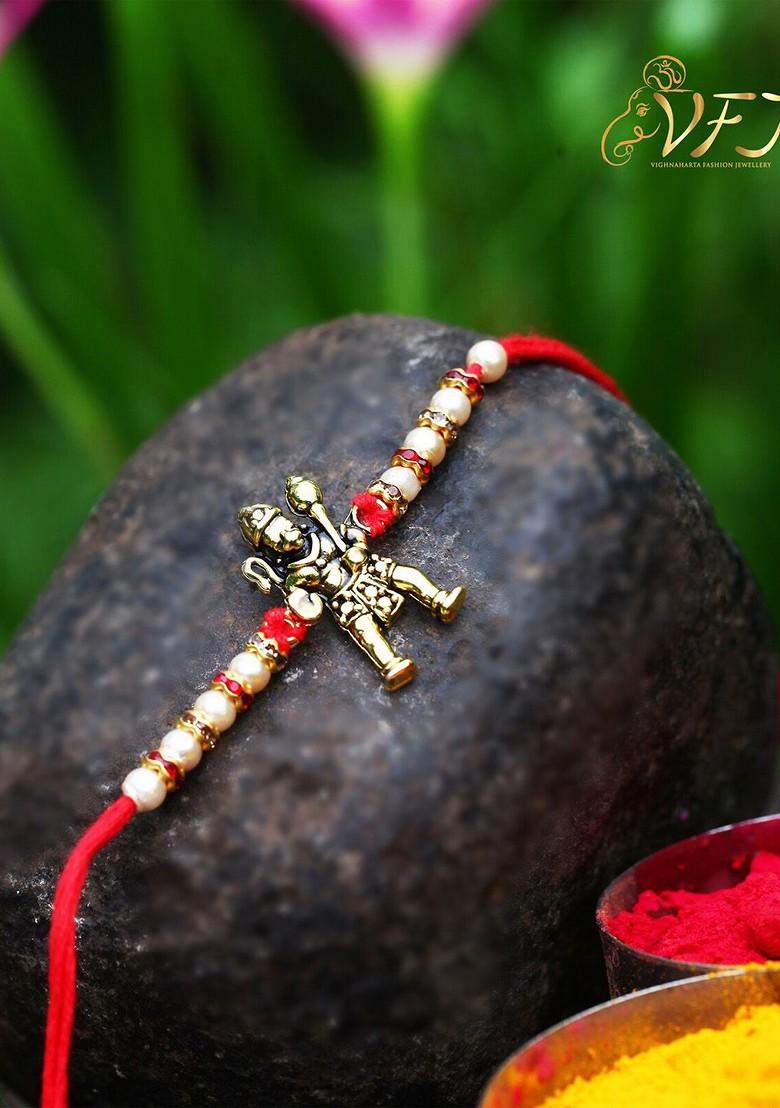 Gold Set Of 2 Men Charm Detail Rakhi