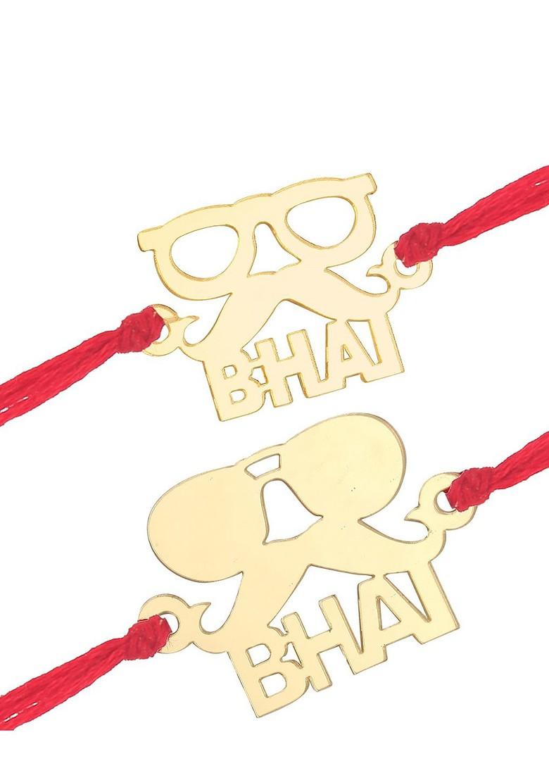 Gold Set Of 2 Bhai Charm Rakhis For Men