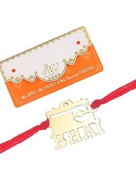 Gold Men Set Of 2 Bhai And Chota Bhai Charm Studdedrakhis With Rolichawal And Card