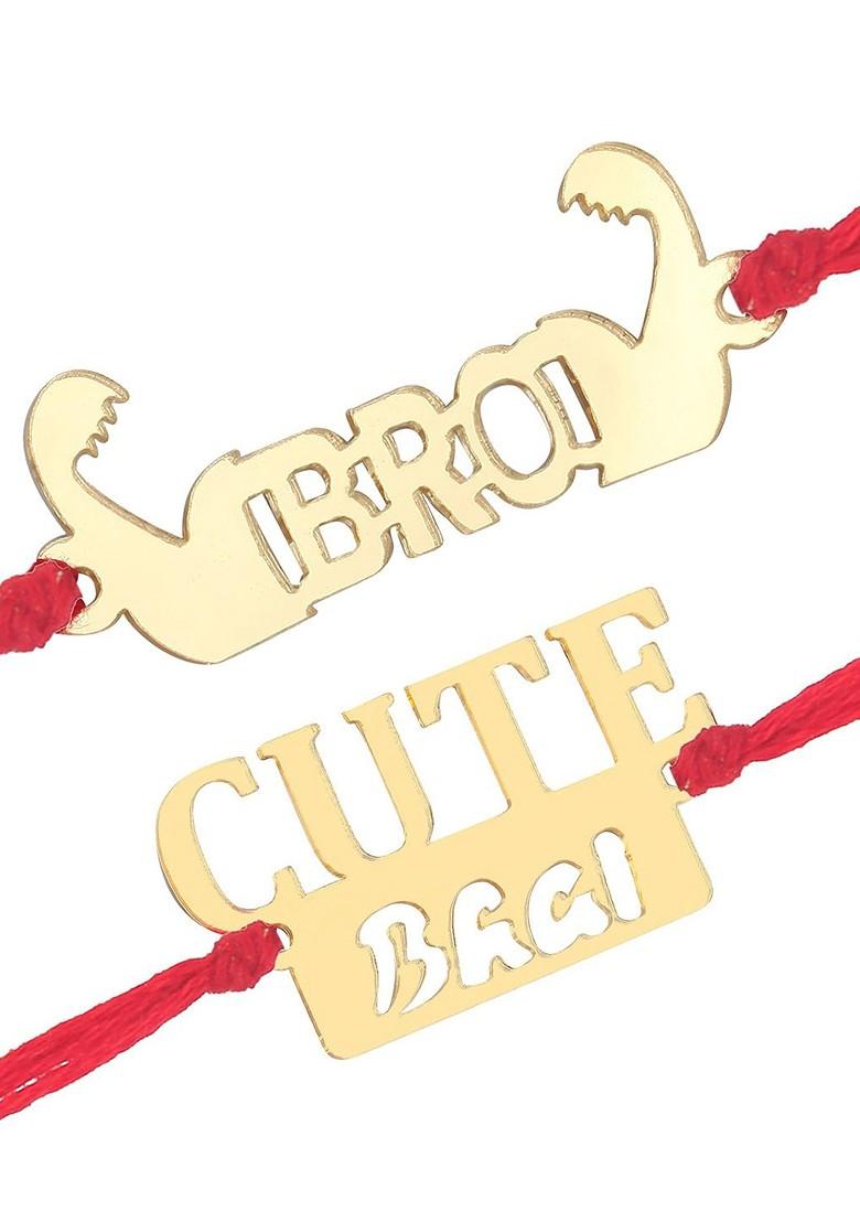 Gold Set Of 2 Bhai Charm Rakhis For Men