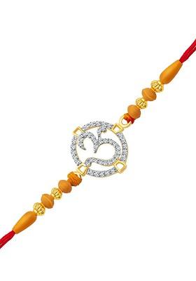 Gold Men Gold And Rhodium Plated Cz Studded Om Charm Rakhi