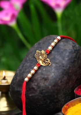 Gold Set Of 2 Charm Detail Rakhis For Women