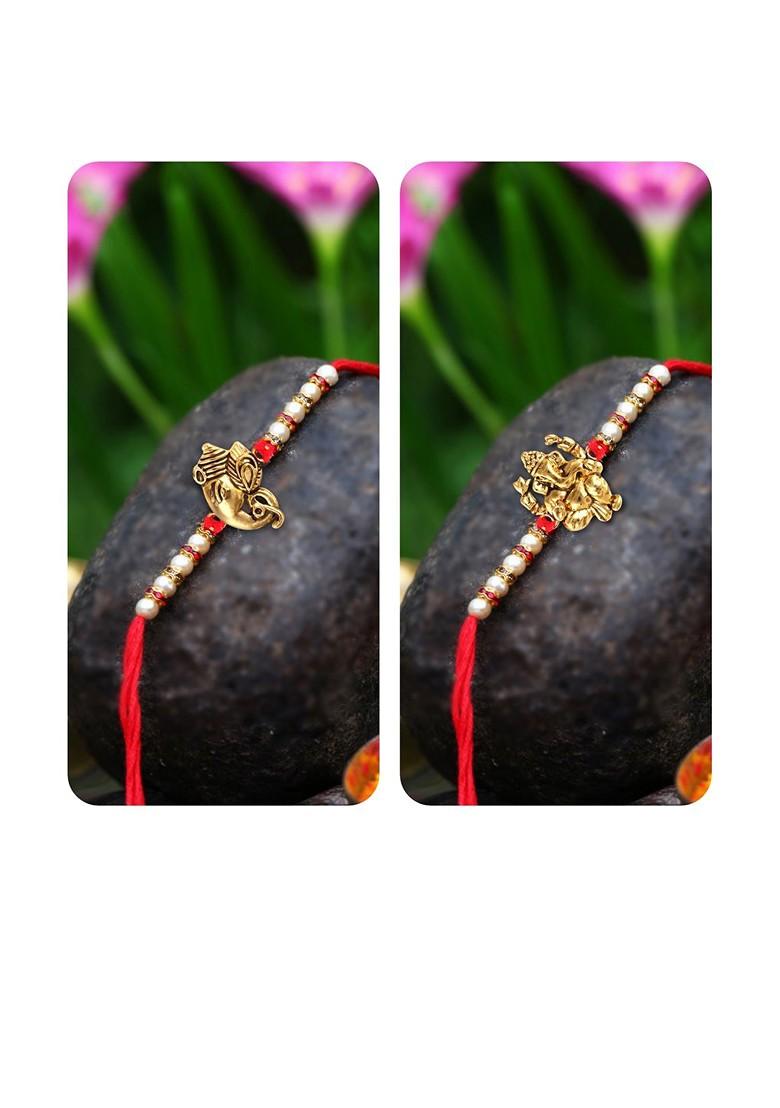 Gold Set Of 2 Charm Detail Rakhis For Women