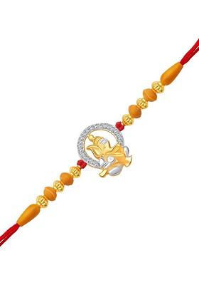 Gold Men Gold Plated And Rhodium Plated Cz Studded Rakhi