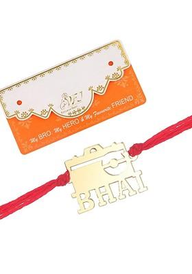 Gold Men Set Of 2 Dashing Wala And Camera Wala Bhai Rakhi With Roli And Chawal