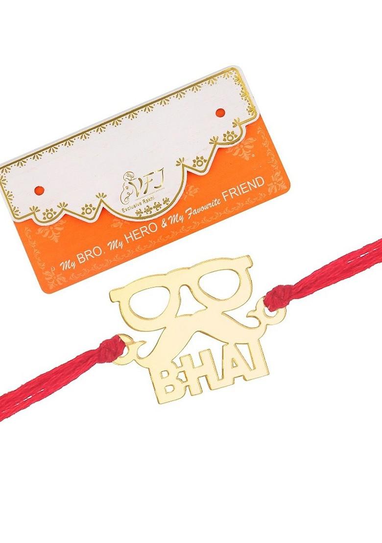 Gold Men Set Of 2 Bhai Charm Studdedrakhis With Rolichawal And Card