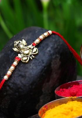 Gold Set Of 2 Charm Detail Rakhis For Women