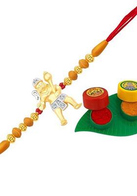 Gold Mens  Gold Plated Lord Maruthi Charm Thread Rakhi