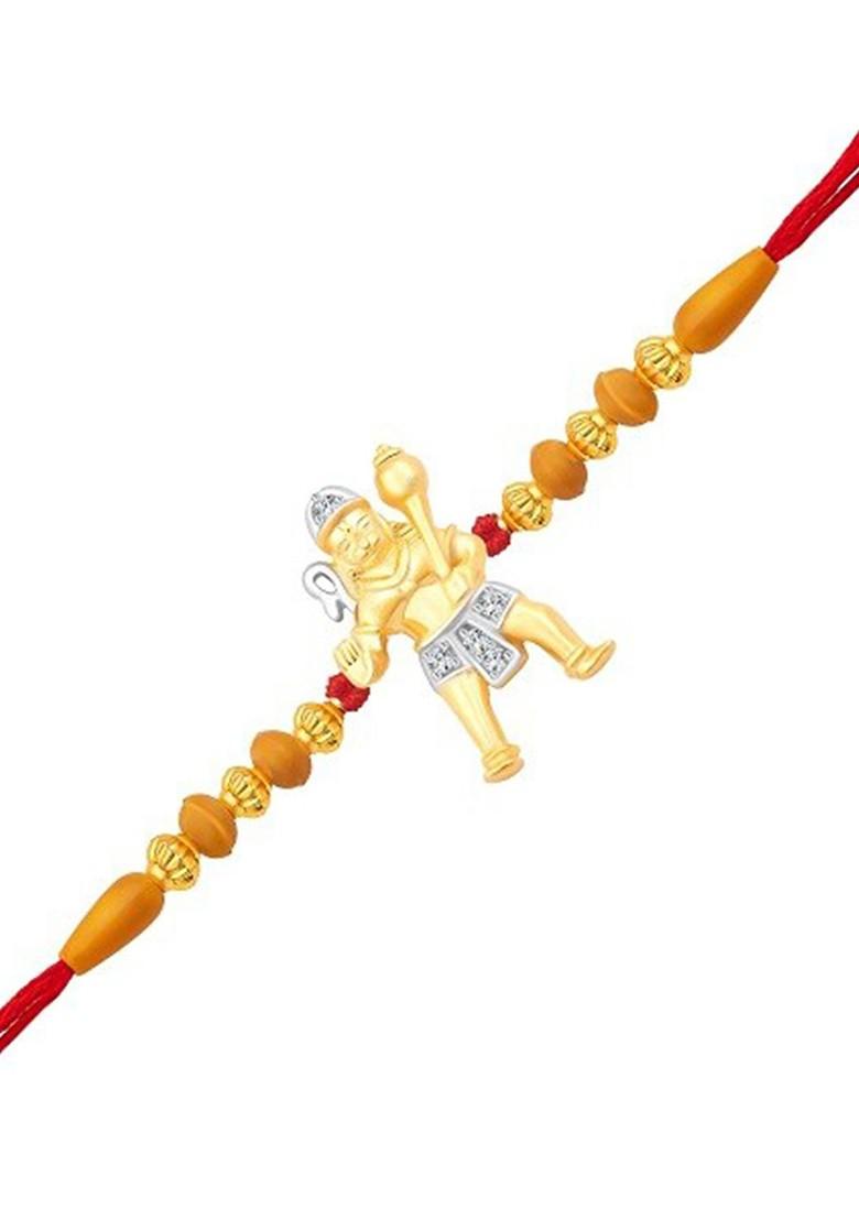 Gold Mens  Gold Plated Lord Maruthi Charm Thread Rakhi