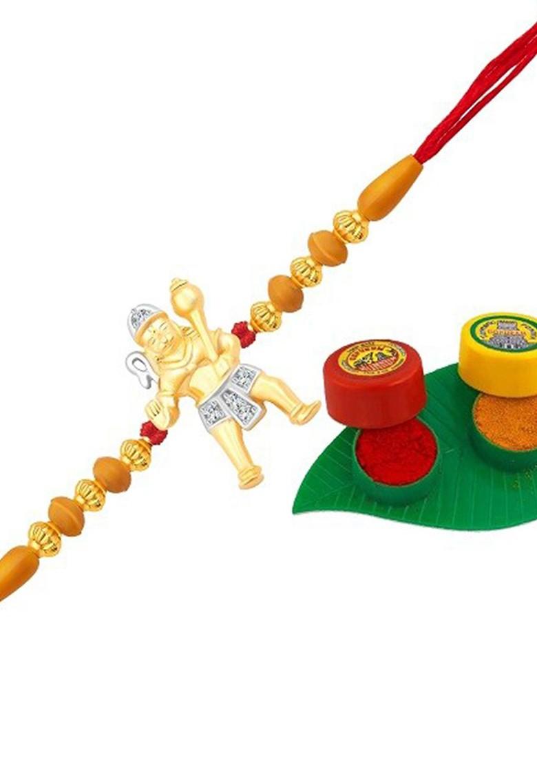Gold Mens  Gold Plated Lord Maruthi Charm Thread Rakhi