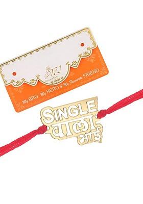 Gold Mens  Single Wala Bhai Design Charm Tie Up Rakhi