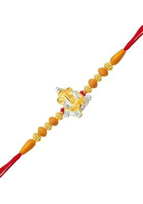 Gold Men Gold And Rhodium Plated Buddhinath Charm Detail Rakhi
