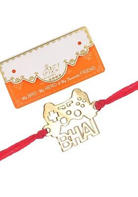 Gold Set Of 2 Bhai Charm Thread Rakhis For Men