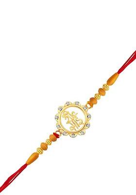 Gold Men Gold And Rhodium Plated Cz Studded Shri Sai Rakhi