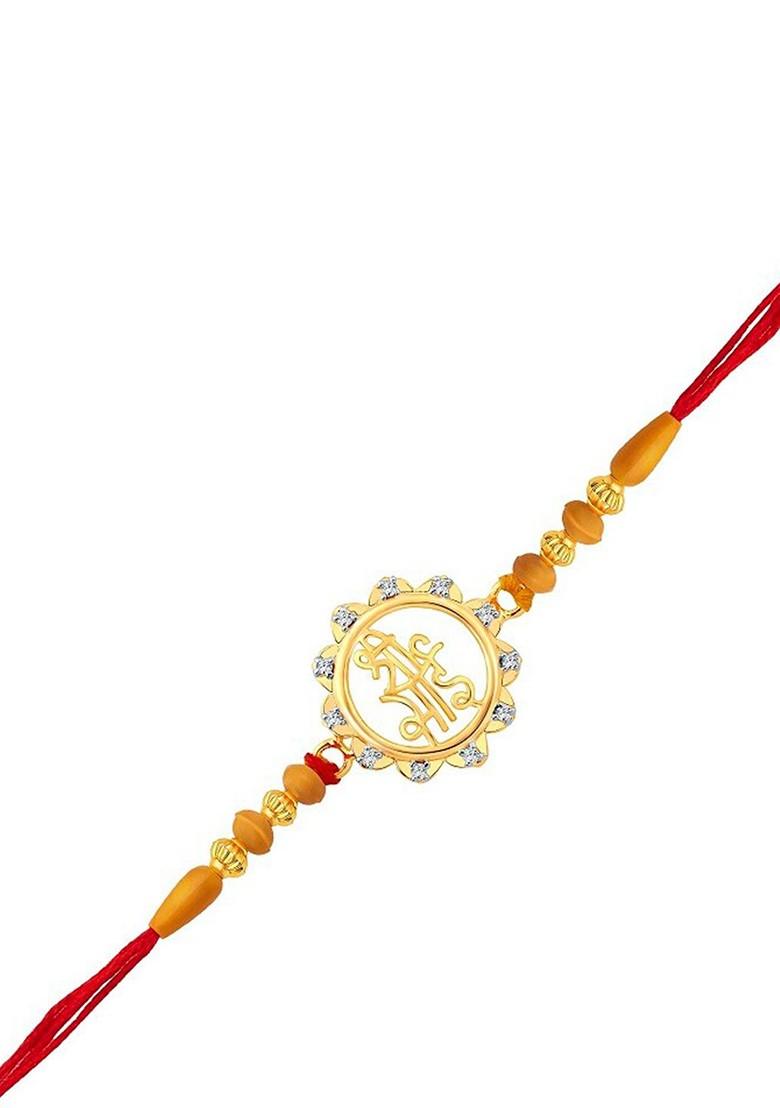 Gold Men Gold And Rhodium Plated Cz Studded Shri Sai Rakhi
