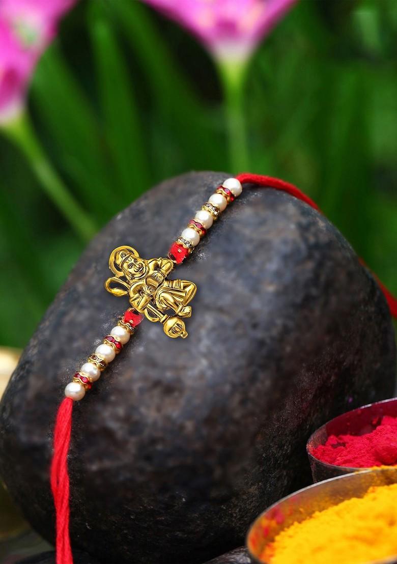 Gold Set Of 2 Charm Detail Rakhi For Women