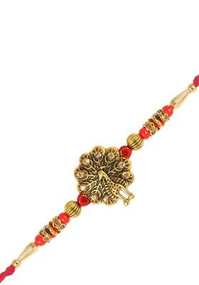 Gold Mens  Rhodium Plated Mayur Rakhi
