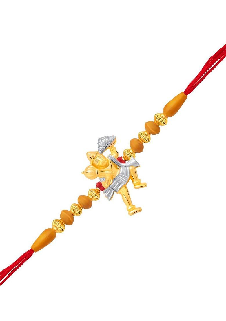 Gold Men Gold And Rhodium Plated Jai Bajrangbali Charm Rakhi