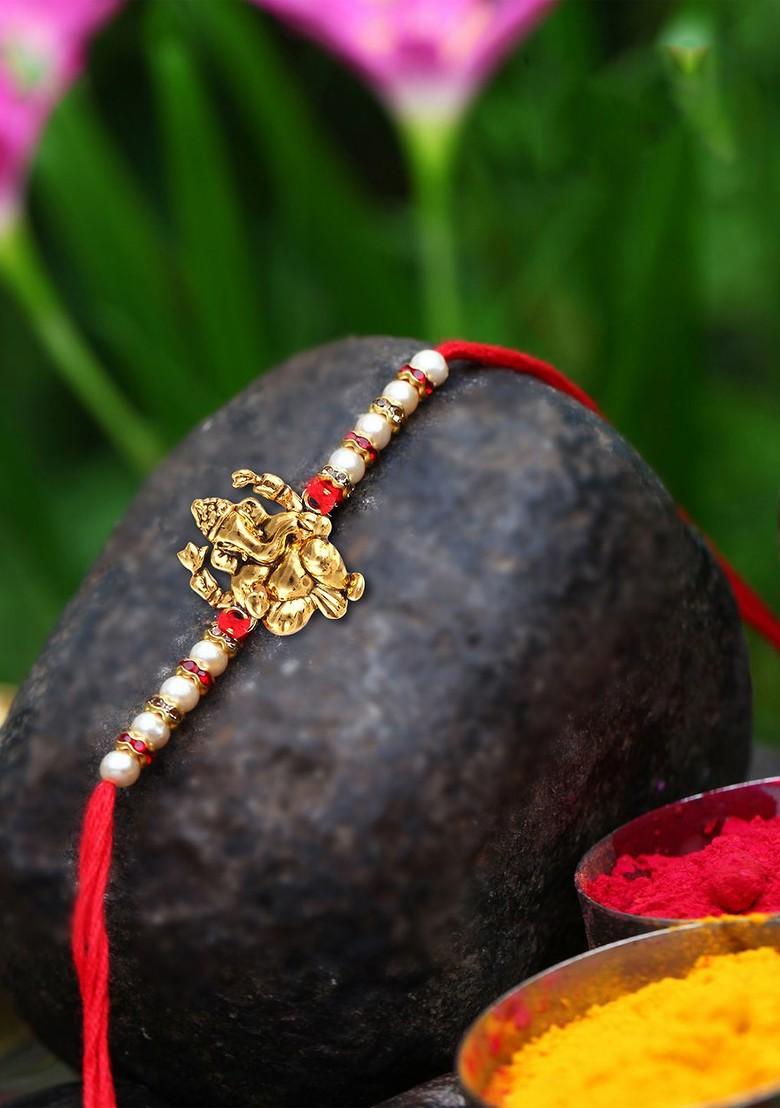 Gold Men Set Of 2 Hanuman Bajrangbali Religious Charm Detail Rakhi