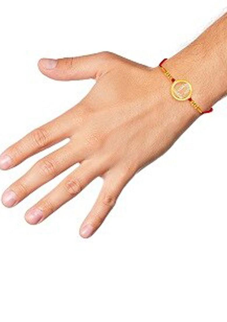 Gold Mens  Gold Plated Letter J Charm With Kumkum Leaf Tie Up Rakhi