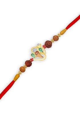 Gold Men Gold And Rhodium Plated Cz Studded Omkara Charm Rakhi