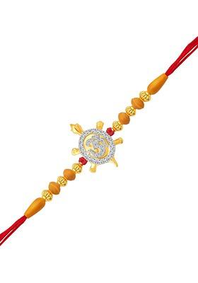 Gold Men Gold And Rhodium Plated Spiral Om Charm Rakhi