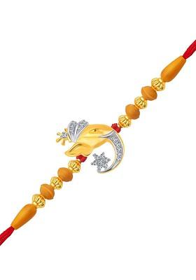 Gold And Rhodium Plated Cubic Zirconia Studded And Vedant Charm Rakhi For Women
