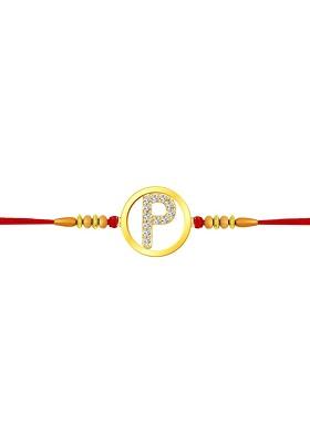Gold Mens  Gold Plated Letter P Charm Rakhi
