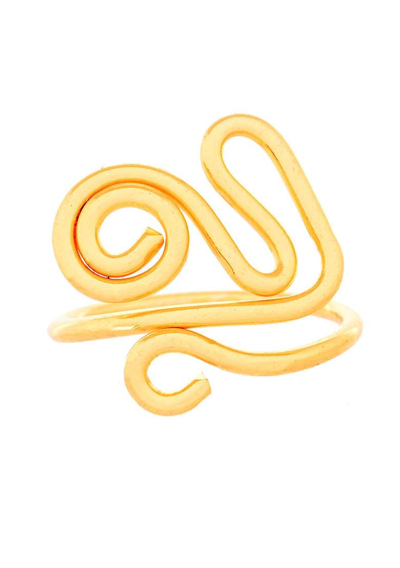 Gold And Tone Adjustable Spiral Ring - Indya