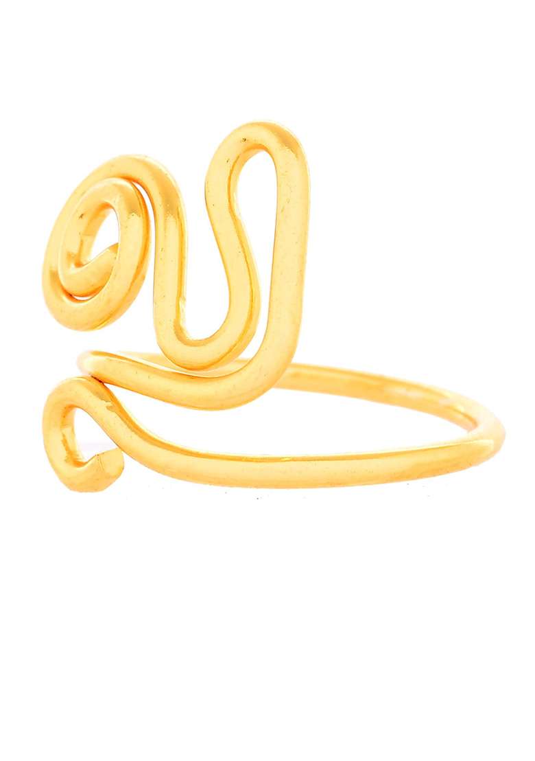 Gold And Tone Adjustable Spiral Ring - Indya