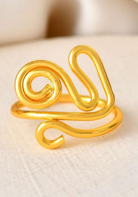 Gold And Tone Adjustable Spiral Ring