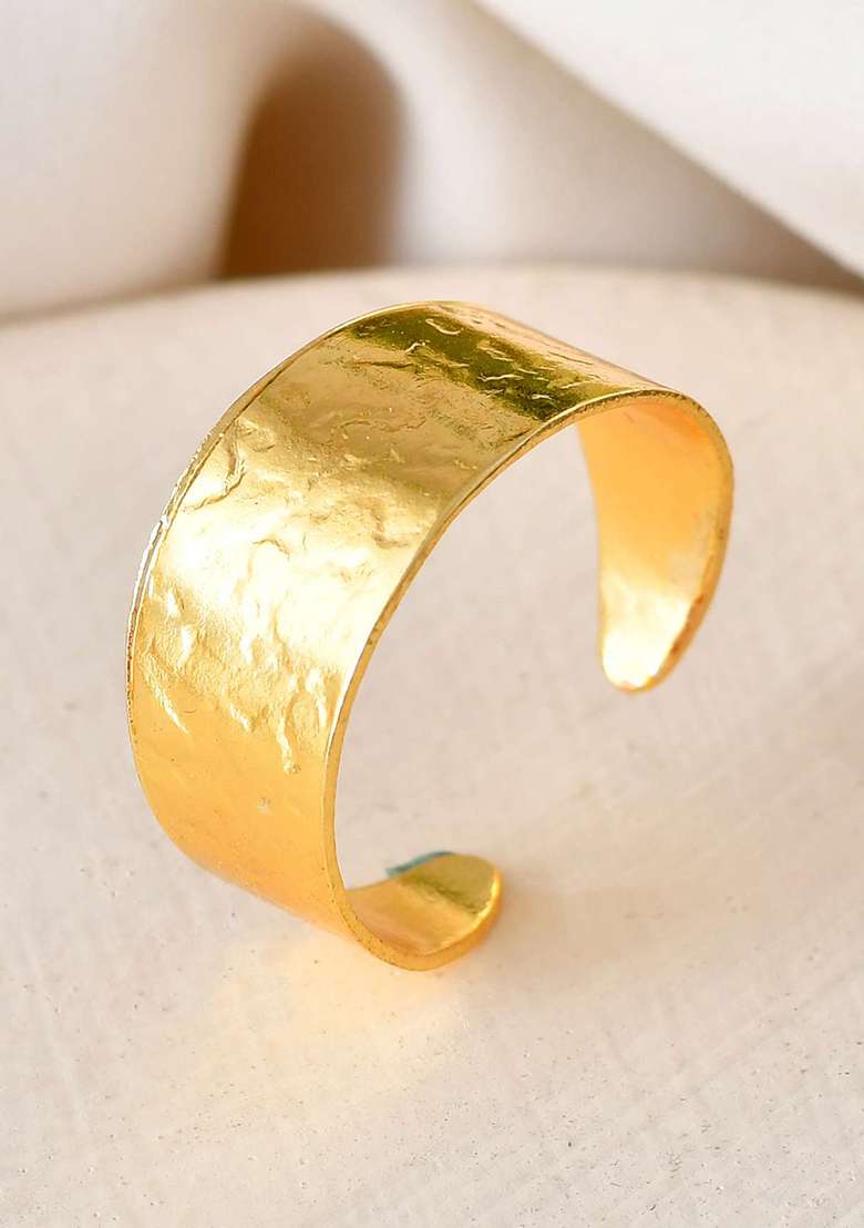 Gold And Plated Matte Textured Open Band Ring
 - Indya