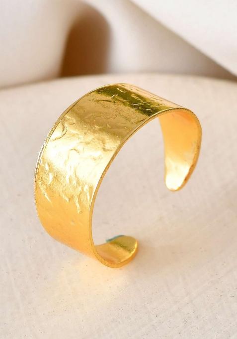Gold And Plated Matte Textured Open Band Ring
