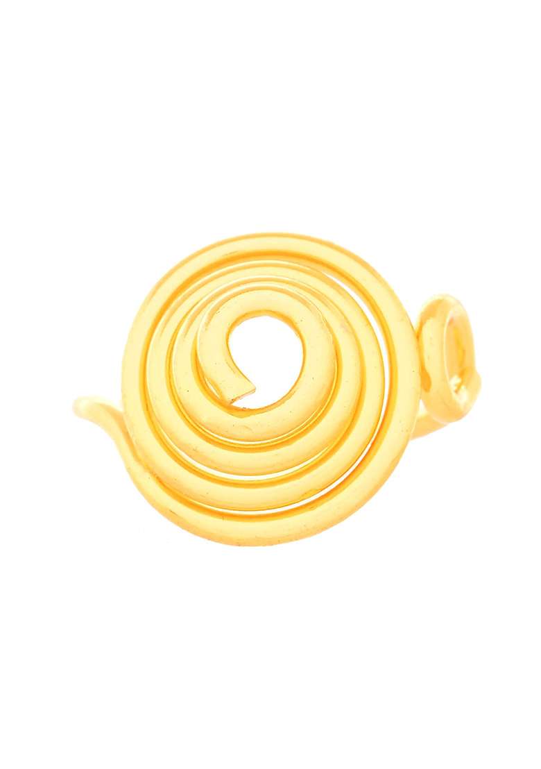 Gold And Plated Spiral Dome Adjustable Finger Ring 
 - Indya