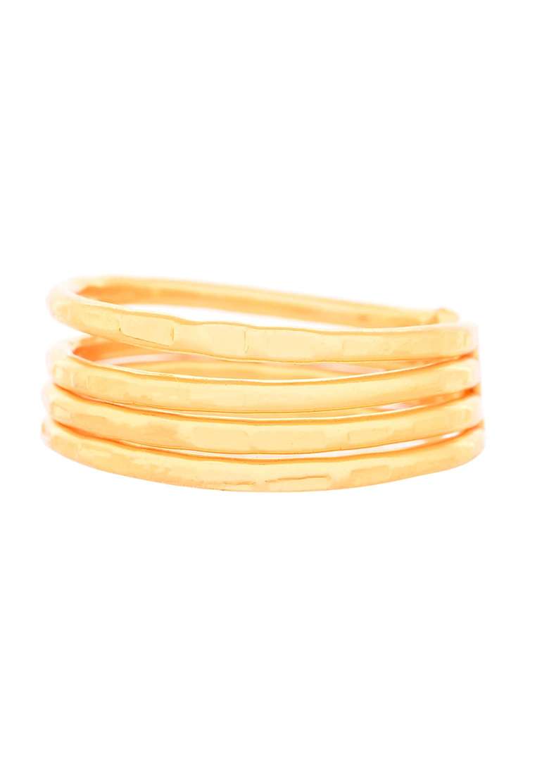 Gold And Plated Multi And Layer Coil Adjustable Finger Ring - Indya