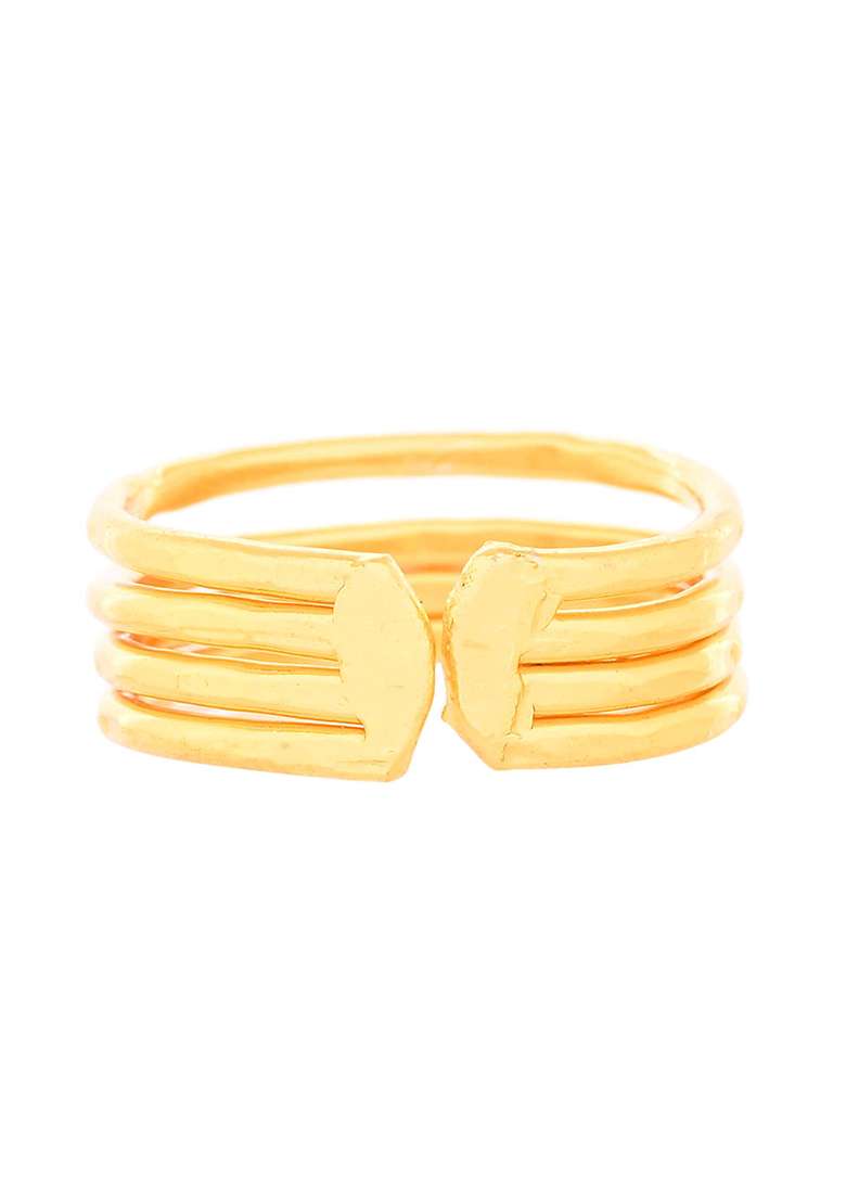 Gold And Plated Multi And Layer Coil Adjustable Finger Ring - Indya