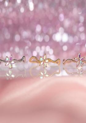 18K Gold Plated Waterproof Anti Tarnish Zircon Floral Wavy Ring