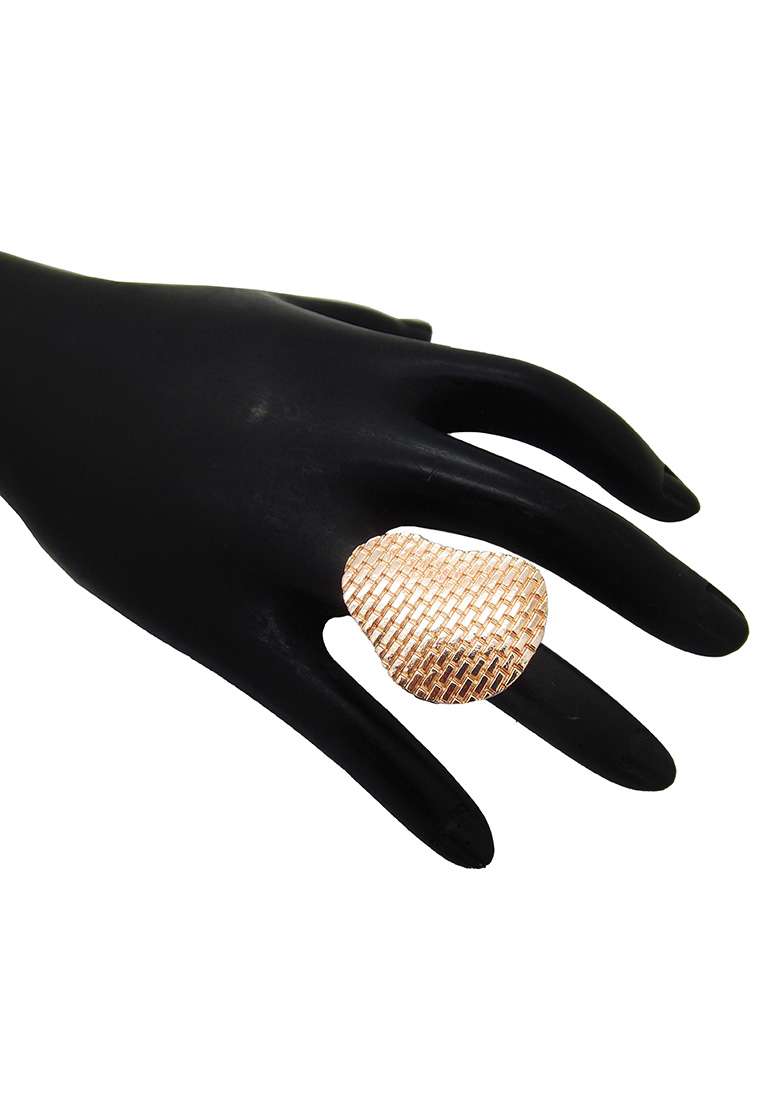 Rose Gold Plated Brick Design Ring - Indya