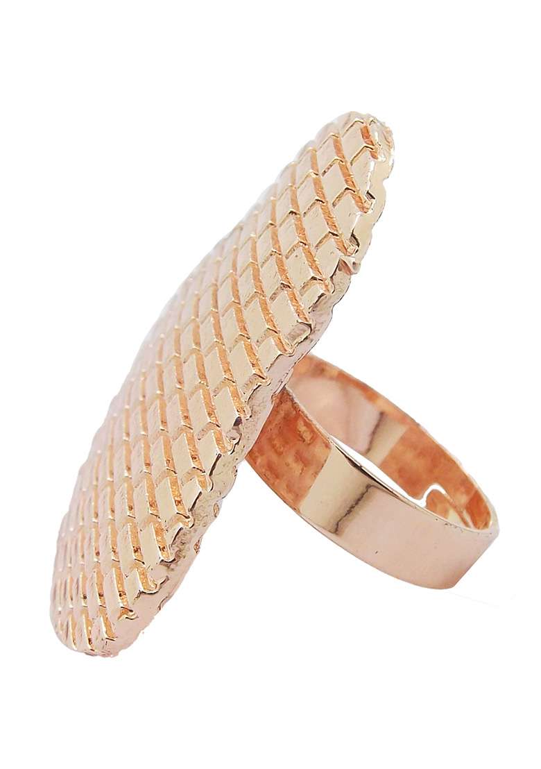 Rose Gold Plated Brick Design Ring - Indya
