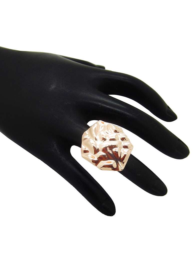Rose Gold Plated Hexagon Ring - Indya