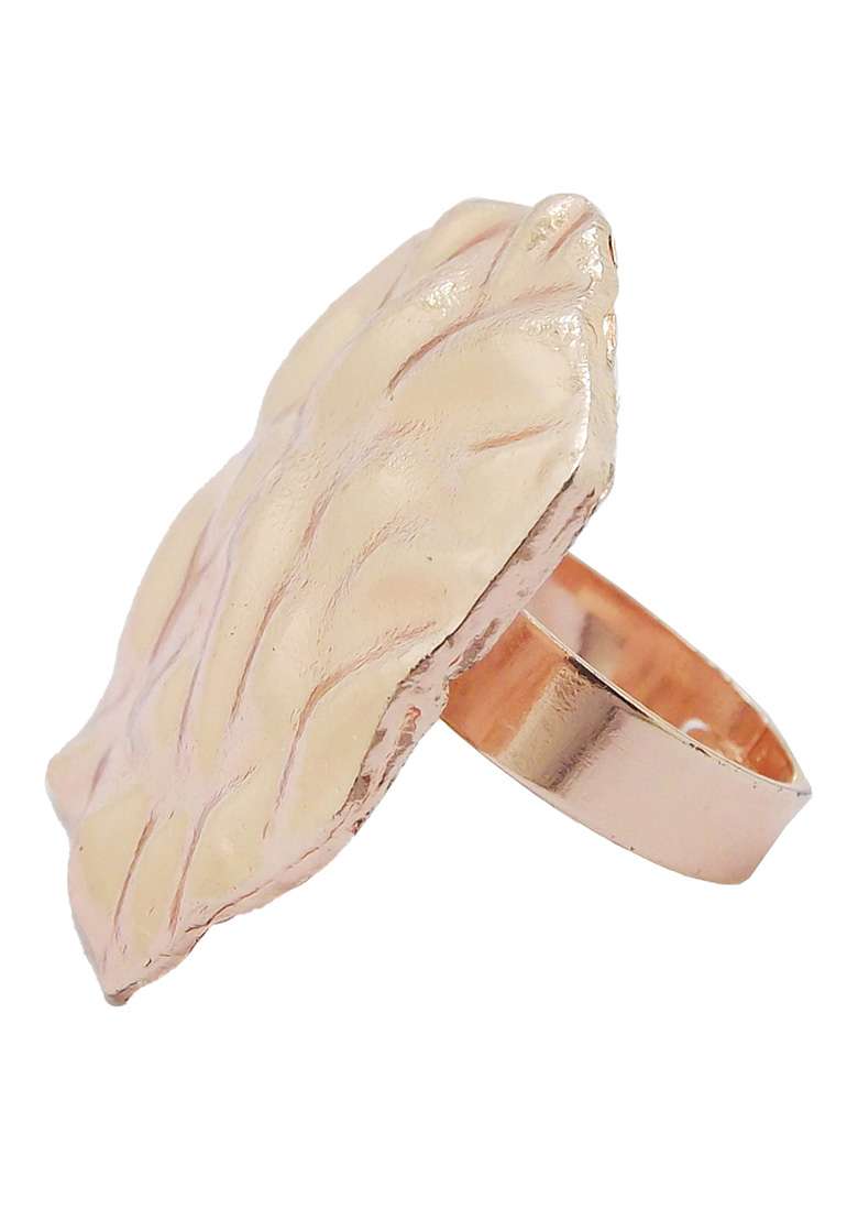 Rose Gold Plated Hexagon Ring - Indya