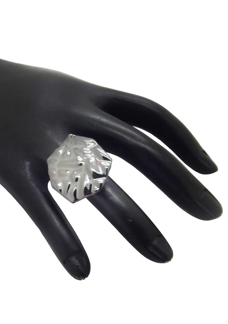 Black Hexagon Shaped Ring - Indya