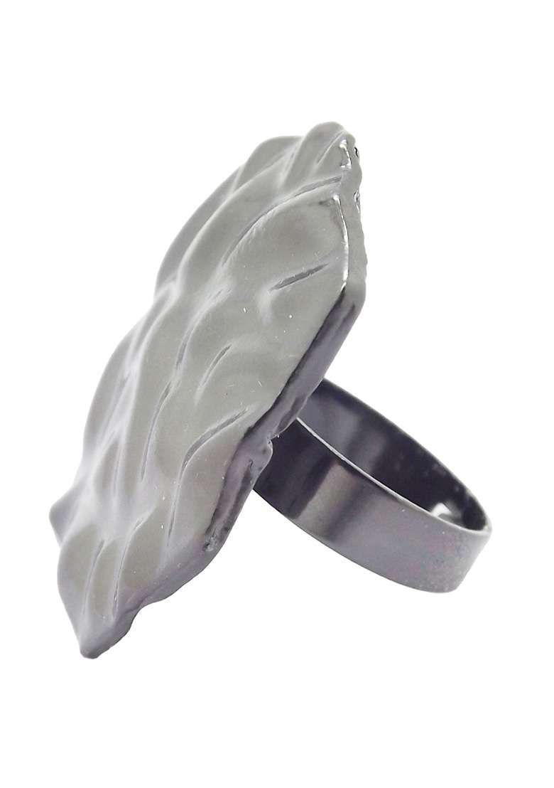 Black Hexagon Shaped Ring - Indya