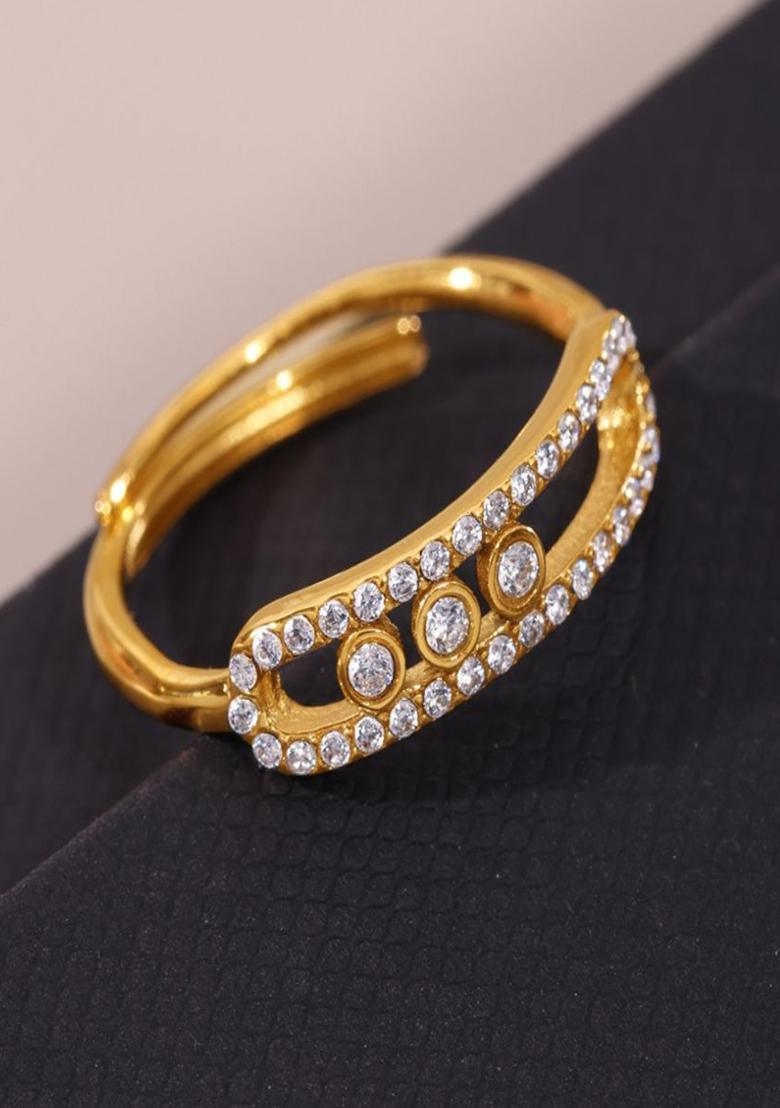 18K Silver Plated Anti Tarnish Party Style Zircon Ring - Indya