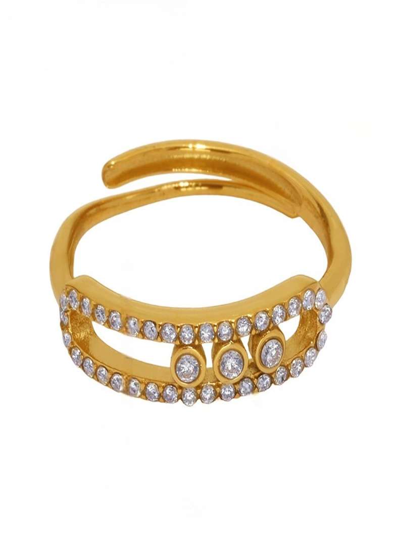 18K Silver Plated Anti Tarnish Party Style Zircon Ring - Indya